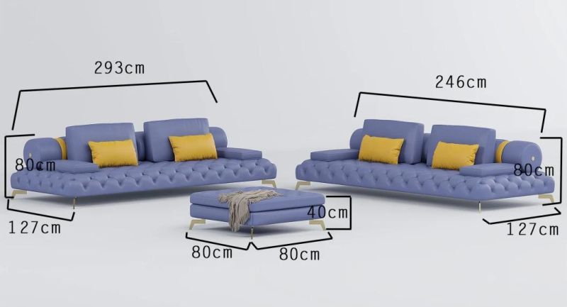 Unique Italian Designer Modern Home Sofa Furniture Minimalist Luxury Real Leather Couch Sofa Set