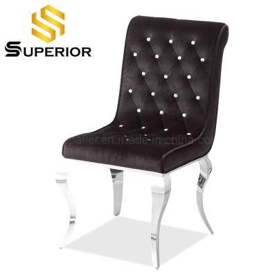 Contemporary Retro Black Fabric Dining Chair with Pull Button High Back