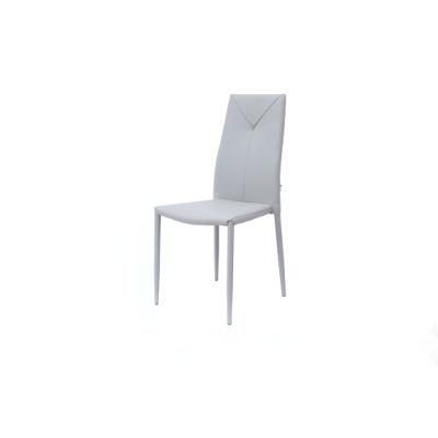 Home Office Restaurant Furniture Modern High Back PU Leather Steel Dining Chair