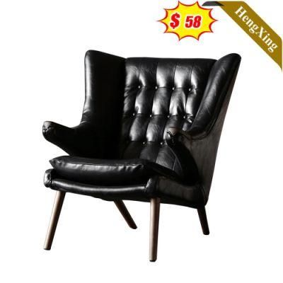 Modern Home Living Room Single Seat Sofa Chair Hotel Lobby Black PU Leather Leisure Lounge Chair