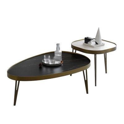 Modern Apartment Furniture Grey Marble Rock Beam Coffee Table
