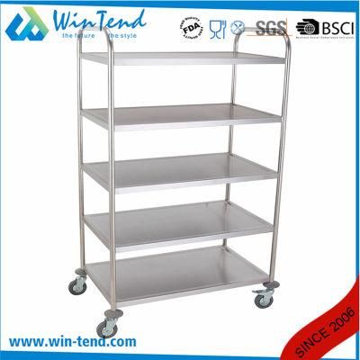 Factory Hotel Kitchen Stainless Steel 5 Tiers Food Service Trolley