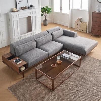 Modern Simply/Light Luxury Walnut Solid Wood Fabric Sofa for Living Room