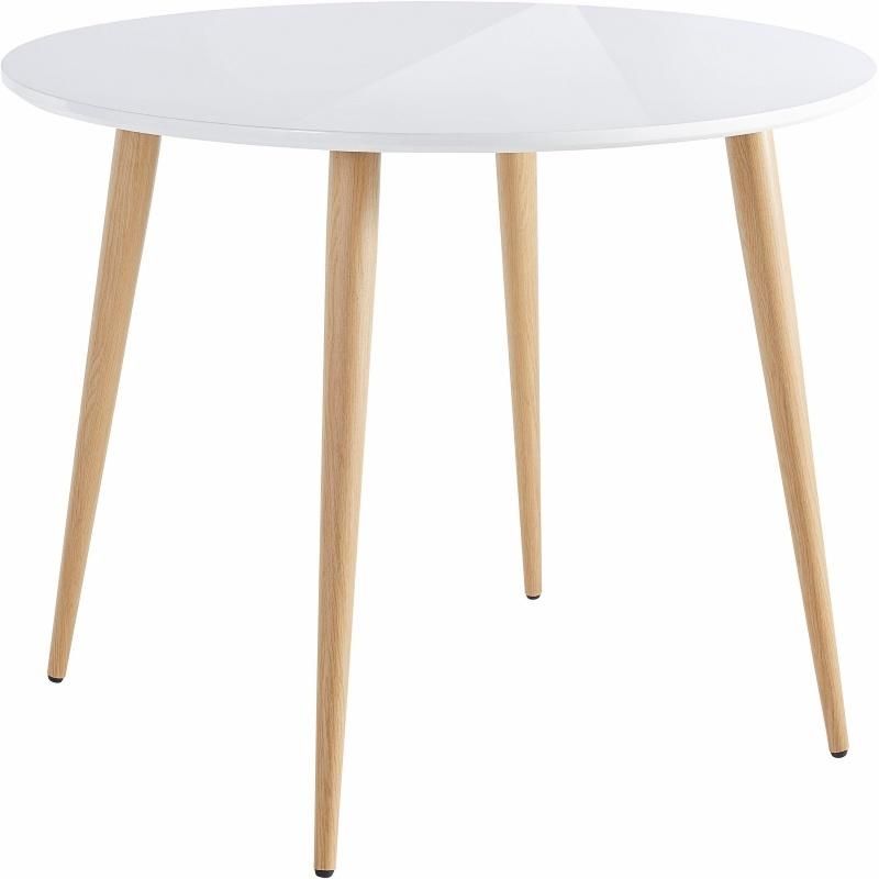 Simple and Sturdy Round Modern Wooden White Dining Table Furniture
