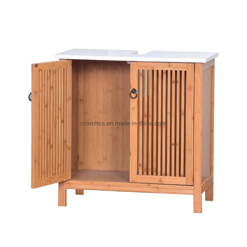 Wood Bathroom Vanity Cabinets Bathroom Furniture Bamboo Washbasin Storage Cabinet Non Pedestal Under Sink Cabinet