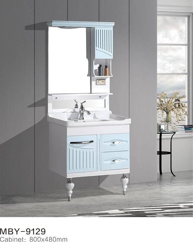 Latest PVC Coating Bathroom Vanity with Mirror Cabinet