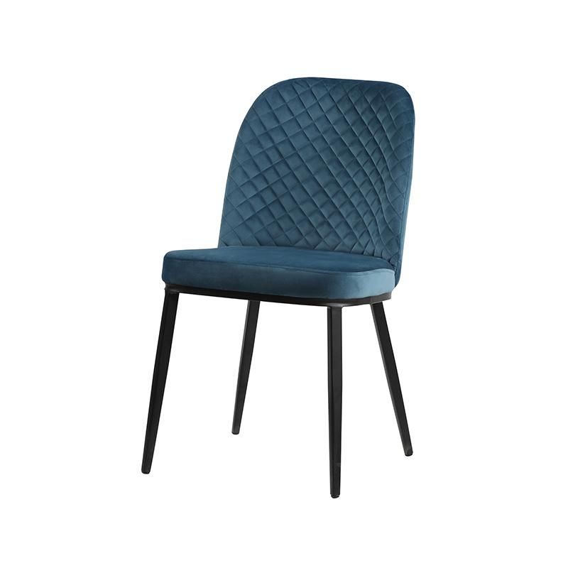 Nordic Style Home Restaurant Living Room Furniture Upholstered Velvet Chair with Black Leg for Cafe