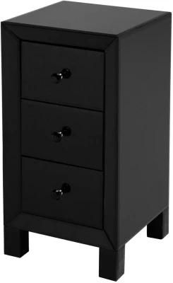 3-Drawer Black Mirrored Nightstand End Tables Bedside Table for Bedroom