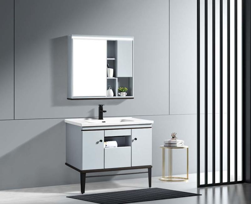 China Factory Wholesale PVC Waterproof Storage Design Mirror Sink Bathroom Cabinet