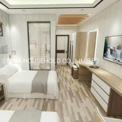 Hotel Furniture Melamine Wooden Color India Standard Hotel with Bathroom Bedroom Cabinet Bedroom Furniture