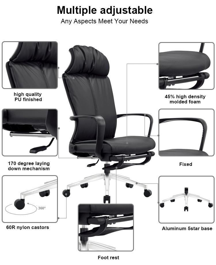 Wholesale High Quality PU Leather 170 Degree Laying Modern Computer Office Executive Chairs