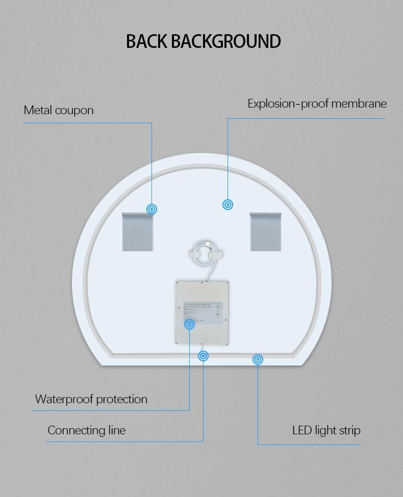 LED Bathroom Smart Mirror Large Semicircular Designer Luminous Demisting Bathroom Mirror Wall Mounted Bathroom Mirror Rectangle