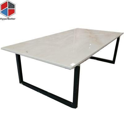 Wholesale Rectangular Customized Modern Big Dining Table Black Wrought Iron Base