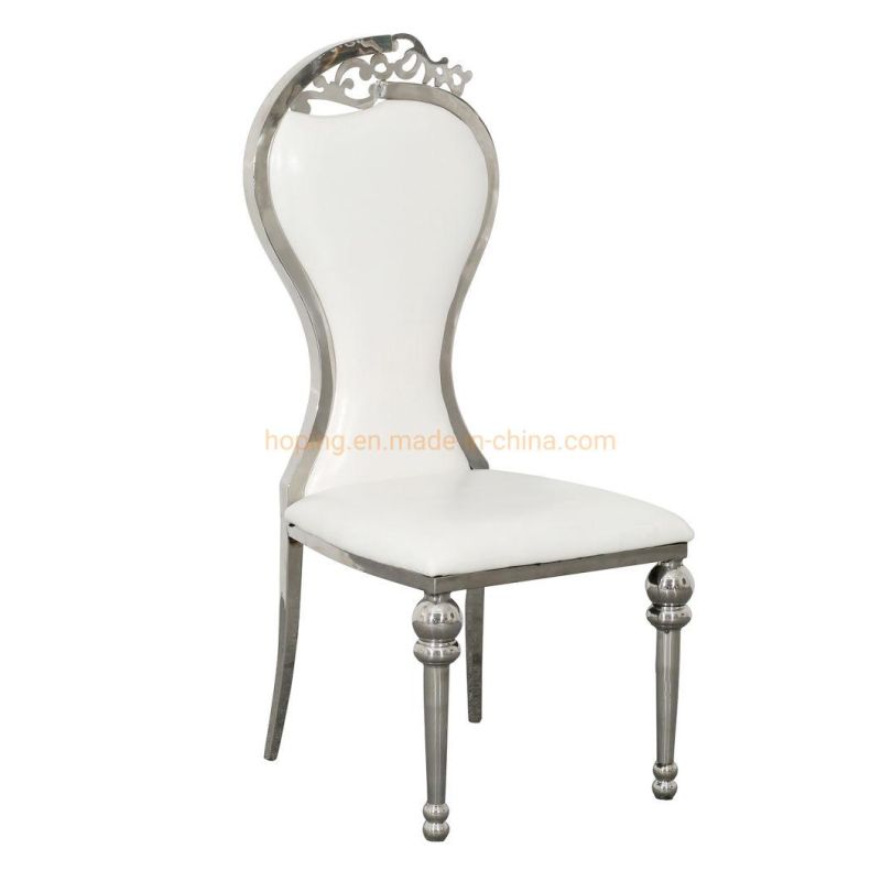 Wing Back Decorations Chair Ring Restaurant Banquet Dining Room Chair Gilt Finish Stainless Steel PU Leather Hollow Back Wedding Hotel Dining Chair