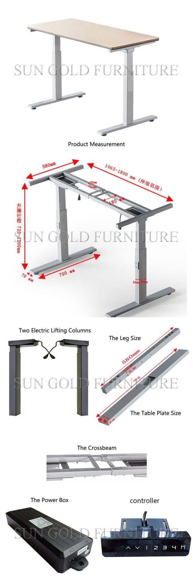 Modern Popular Melamine Electric Height Adjustable Office Table (SZ-HD006)