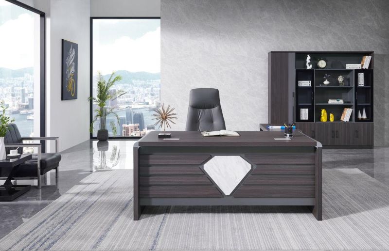 MDF Office Desk Luxury Aluminium Edge Executive Modern Office Desk Wooden L Shaped Computer Desk Office Furniture