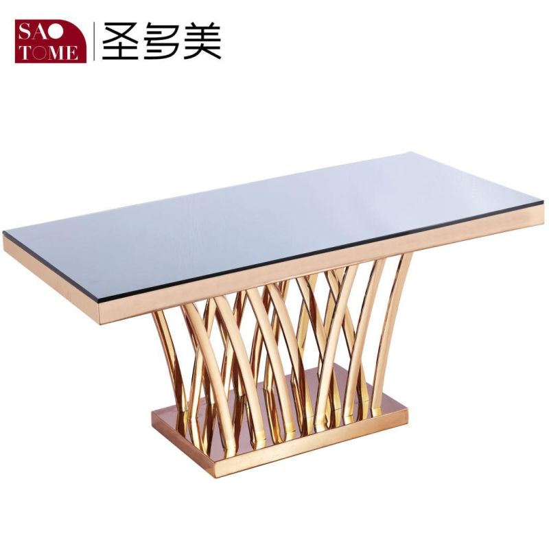 2021 New and Simple Glass Top Metal Silver Stainless Coffee Table