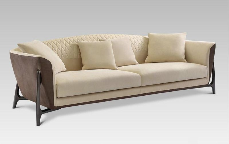 Concise Fty Sale Modern Luxury Living Room Sofa Genuine Leather Upholstery with Solid Wood Leg Couch Sofa