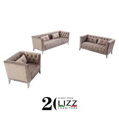 Chinese Italian Modern Chesterfield Velvet Luxurious Living Room Home Furniture Sofa Leisure Fabric Sofa