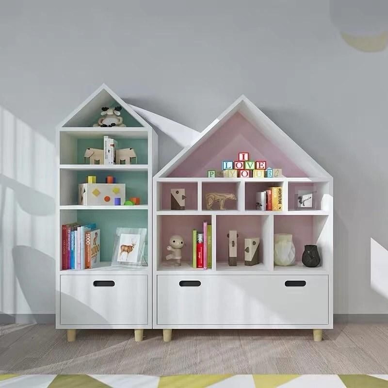 Home Furniture House Shape Storage Unit Toy Storage Cabinets Kids Bookcase