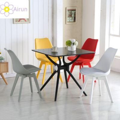 Modern Home Furniture Croissant Plastic Leg Wooden Top Dining Table