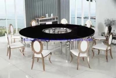 Wholesale Stainless Steel Wedding Chair with White Cushion Round Back Dining Room Chair