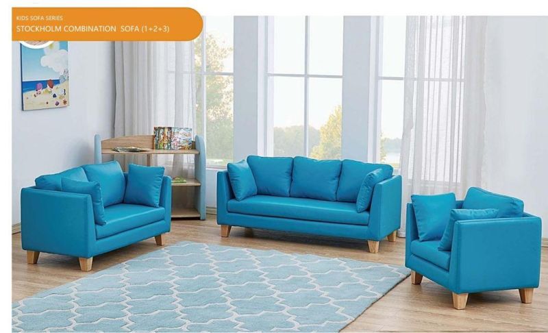 Leather Double Seat Sofa, Indoor Baby Soft Play Equipment Sofa, Children Furniture Sofa, Modern Home Living Room Kids Furniture Sofa