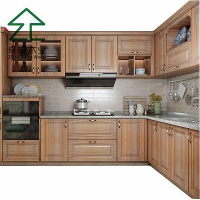L Style Oak Plywood Faced Melamine Kitchen Cabinet