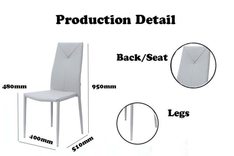 Modern China Wholesale Home Living Room Furniture Office PU Faux Leather Steel Dining Chair
