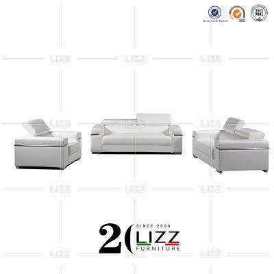 Manufacturer Italian Style Modern Luxury Geniue Leather Sofa for Home Hotel Living Room White Color