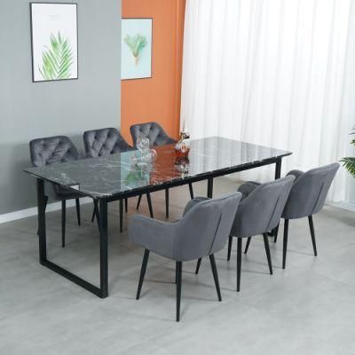 Modern Luxury Best Selling Marble Paper Top Mesa Comedor 6 Seater MDF Dinner Table Sets Dining Room Table and Chair Sets