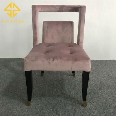 Modern Luxury Home Restaurant Furniture Pink Velvet Dining Chair