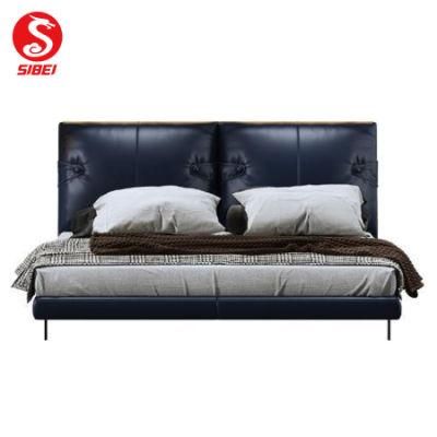 China Factory Modern Style Home Bedroom Furniture Leather Bed