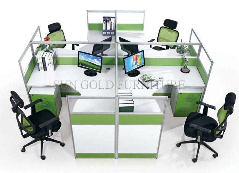 4-Person Staff Working Group Melamine Office Partition Desk (SZ-WST641)