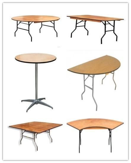 54′′ Round Wood Folding Table, Plywood Foldable Banquet Table
