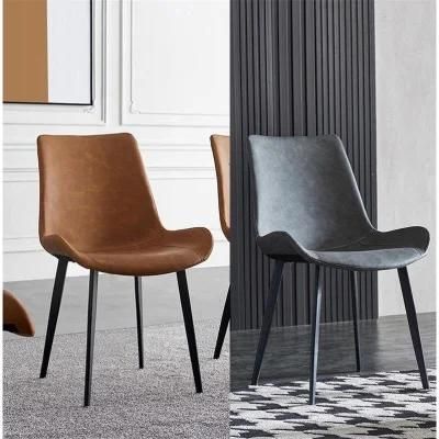 Nordic Leisure Restaurant Dining Chair with Matte Black Finish Metal Leg