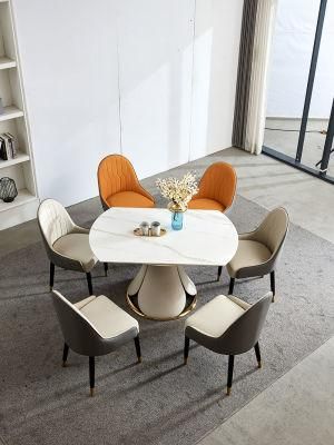 Round Rotary Marble Dining Table with Rock Plate Top