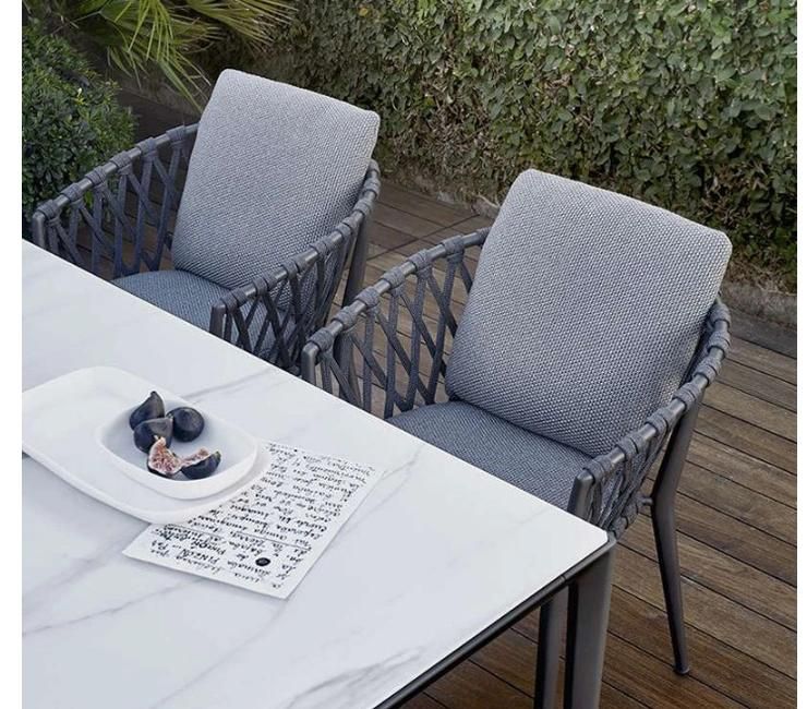 Woven Synthetic Rope Outdoor Dining Chairs for Garden Use