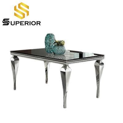 Wholesale Argentina 1.5m 1.8m Black Glass Top Restaurant Table