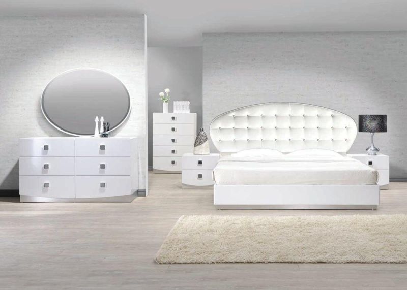 Nova Light Luxury White Oval Upholstered Headboard Bedroom Furniture Collection