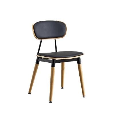 Wholesale Stackable Cafe Bistro Metal Wood Seat Restaurant Vintage Design Industrial Metal Dining Chair