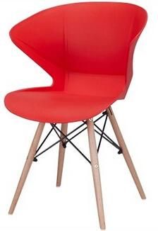 Modern Plastic Chair with Wooden Leg