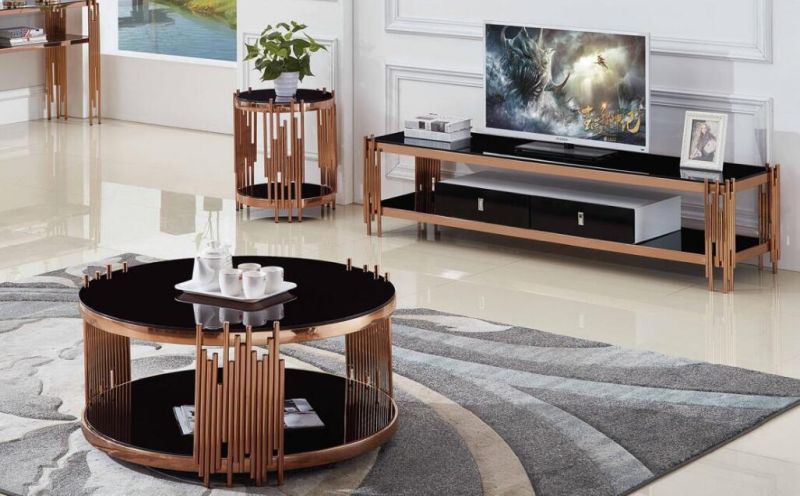 Hotel Room Table Modern Round Marble Top Coffee Table Living Room Stainless Steel Coffee Side Table