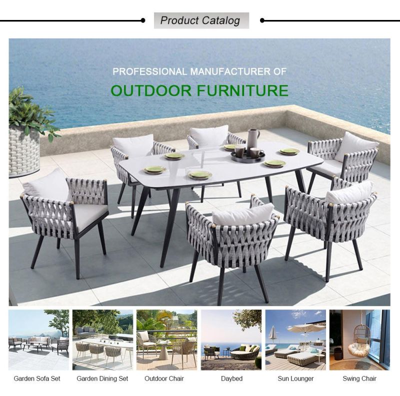 Modern Balcony Garden Chair Outdoor Waterproof Fabric Woven Rope Outdoor Chair with Coffee Table Set Patio Outdoor Furniture Dining Chair