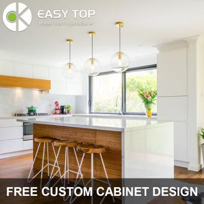 European Luxury Chipboard Safe and Comfortable White Wooden Grain Modern Kitchen Cabinets