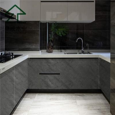 U Style Black Plywood Faced Melamine Kitchen Cabinet