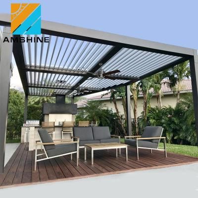 Modern Adjustable Waterproof Louvered Roof Motorized Aluminum Pergola Gazebo Outdoor Furniture