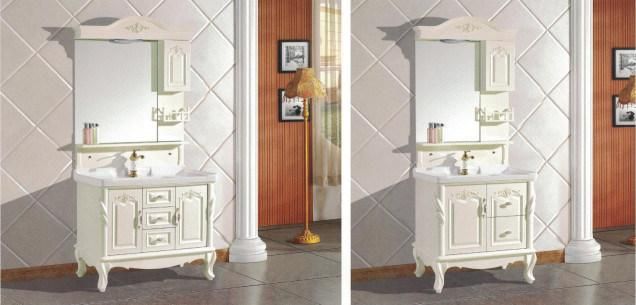 Sairi Factory Directly Modern Hotel Wall Hung Mirror Wash Basin Vanity PVC Bathroom Cabinet