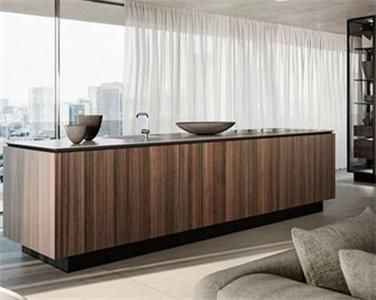 Modern Simple Style Durable Modular Wood Grain Island Laminate Kitchen Cabinet