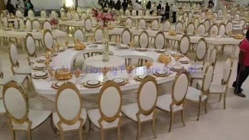 Modern Event Wedding Chairs for Bride and Groom Circular Tiffany Dining Table and Chairs Special Stainless Steel Reception Chairs for Sale